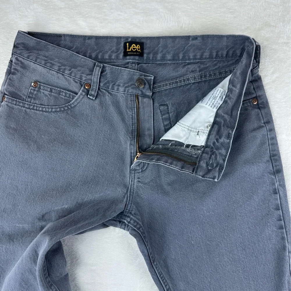 Lee Jeans Mens Regular Fit 34x29 Grey Straight Leg Denim Cotton Pants VTG Y2K‎